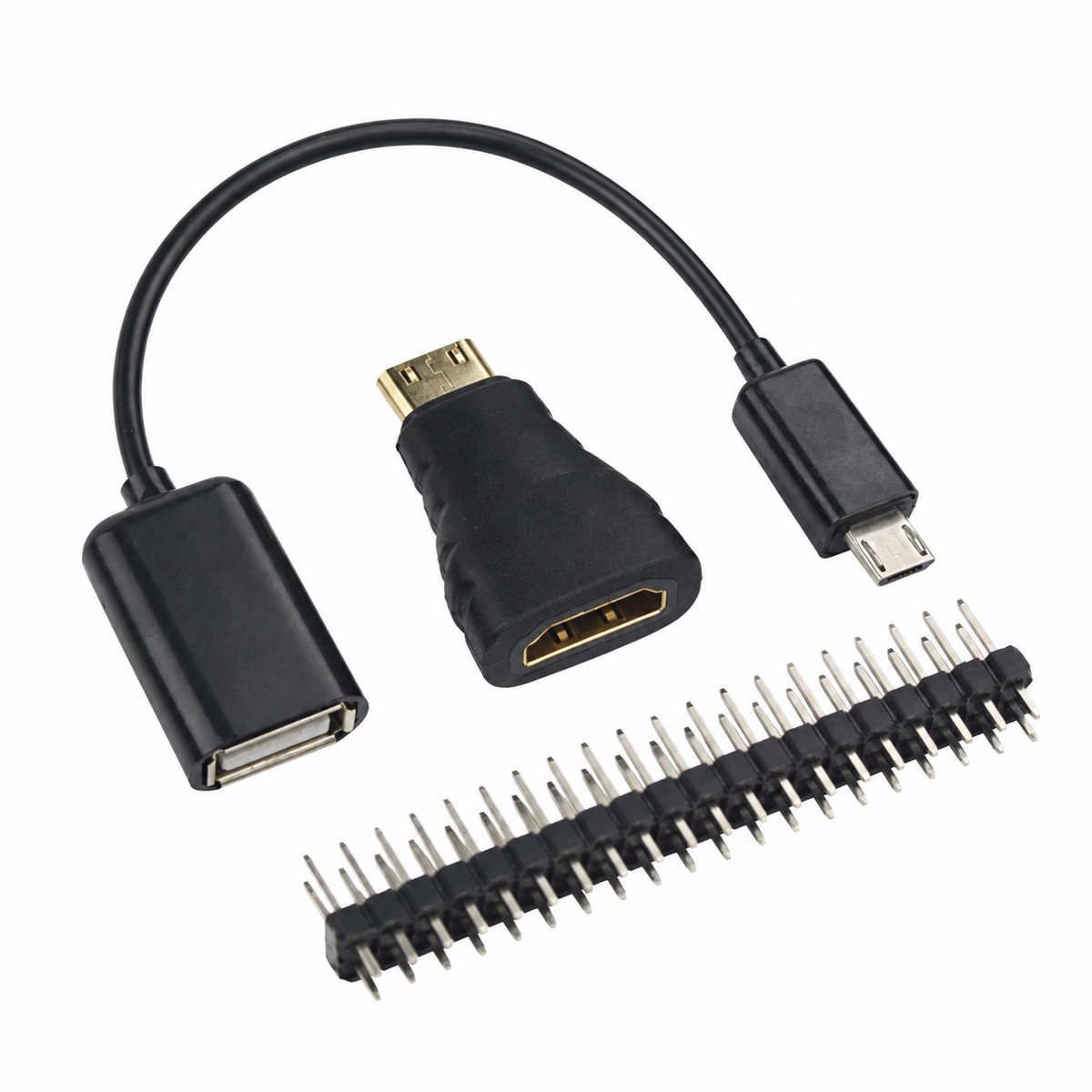 Pi Zero Accessory Kit with Mini HDMI Adapter, OTG Cable and Header
