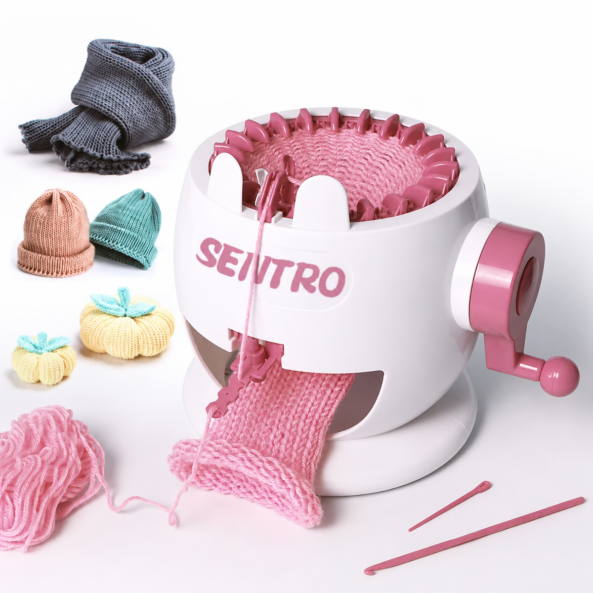 Manual 22-Needle Circular Knitting Machine, Pink