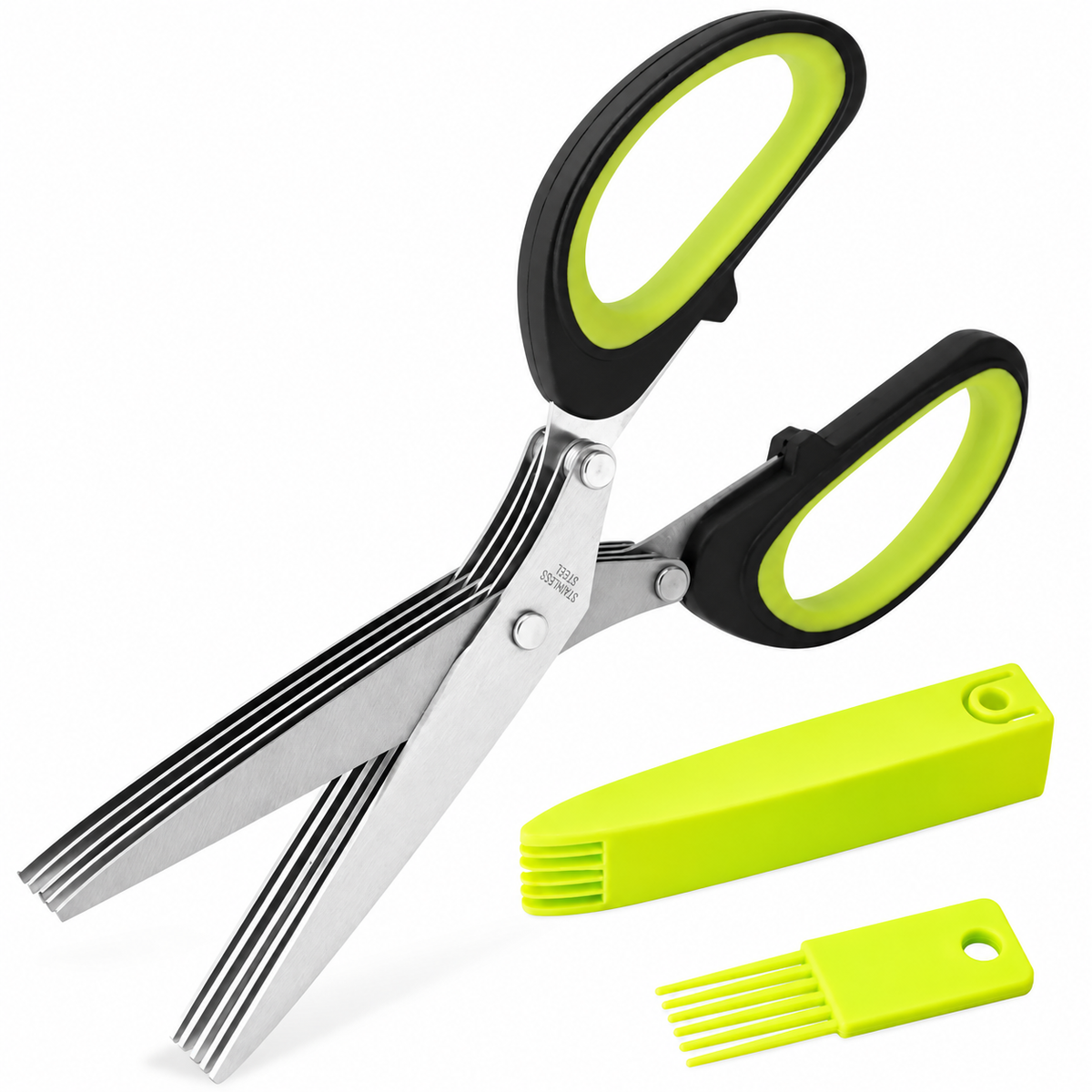 Five-Blade Herb Scissors with Cleaning Accessories