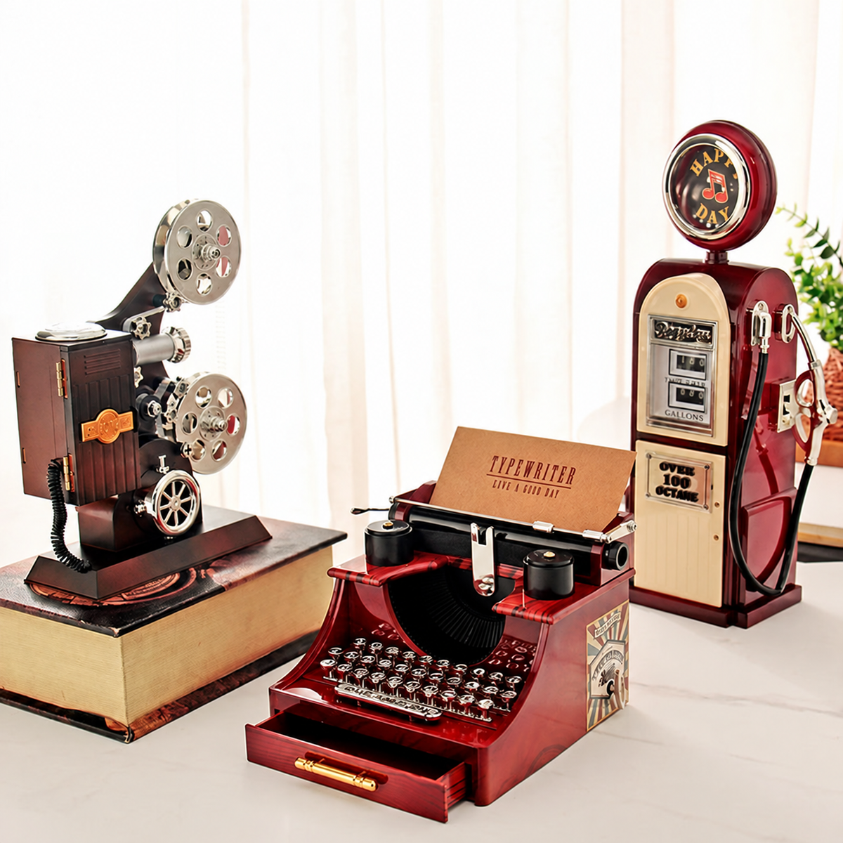 Clockwork Vintage-Style Music Box Decorations