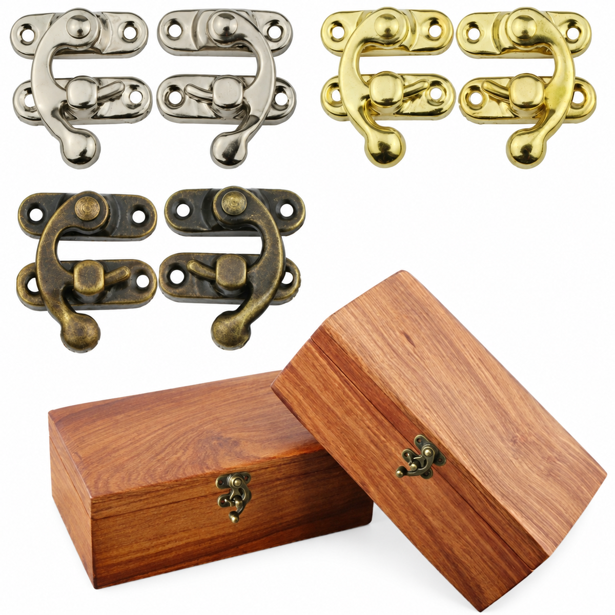 Vintage-Style Metal Box Latches, 10 Pack