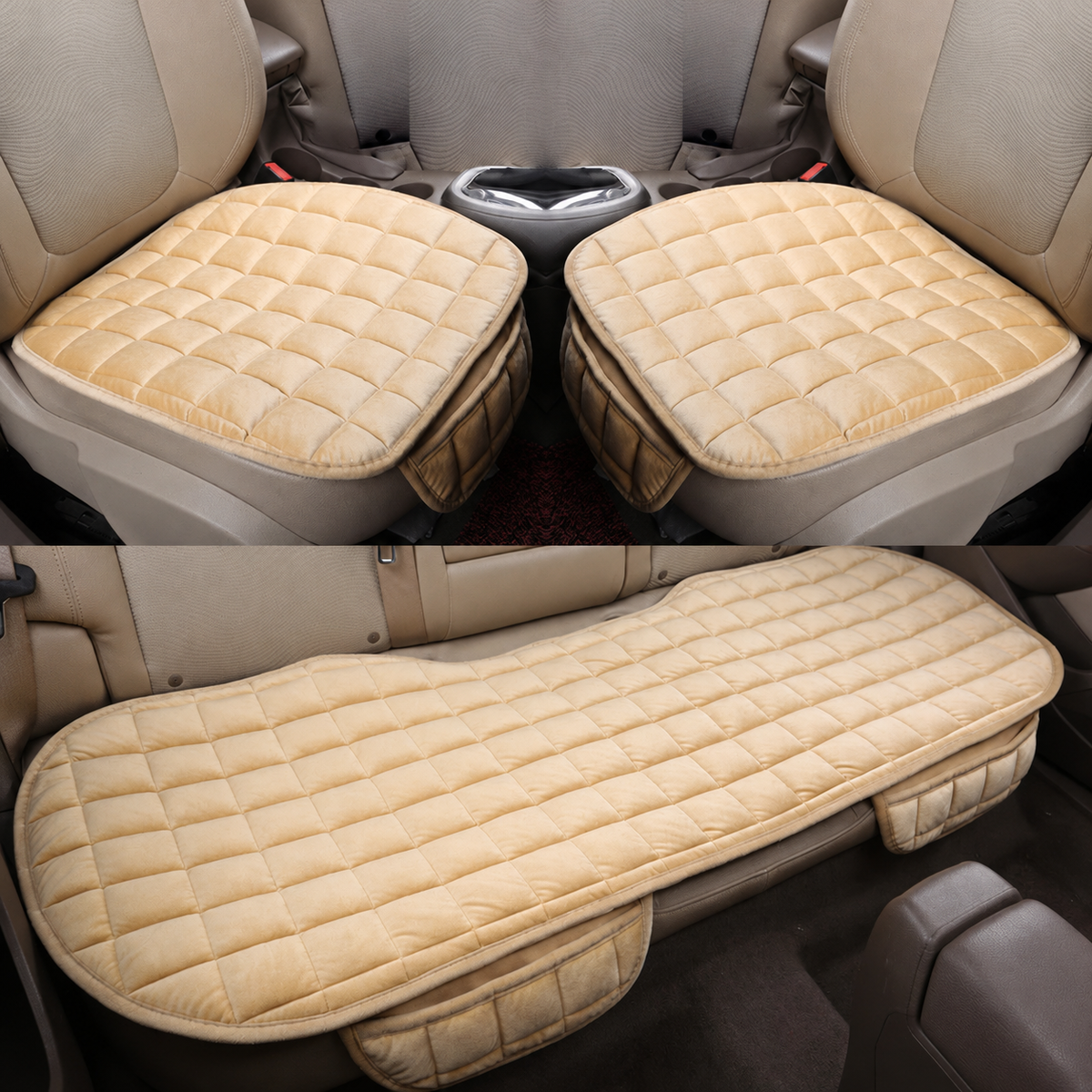 Plush Car Seat Cushion Covers – Front and Rear Options