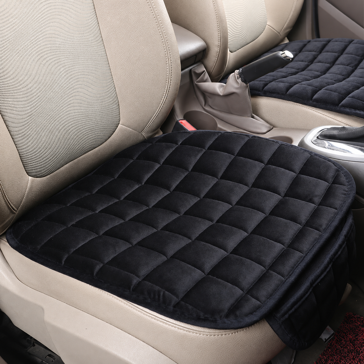 Plush Car Seat Cushion Covers – Black, Grey and Beige