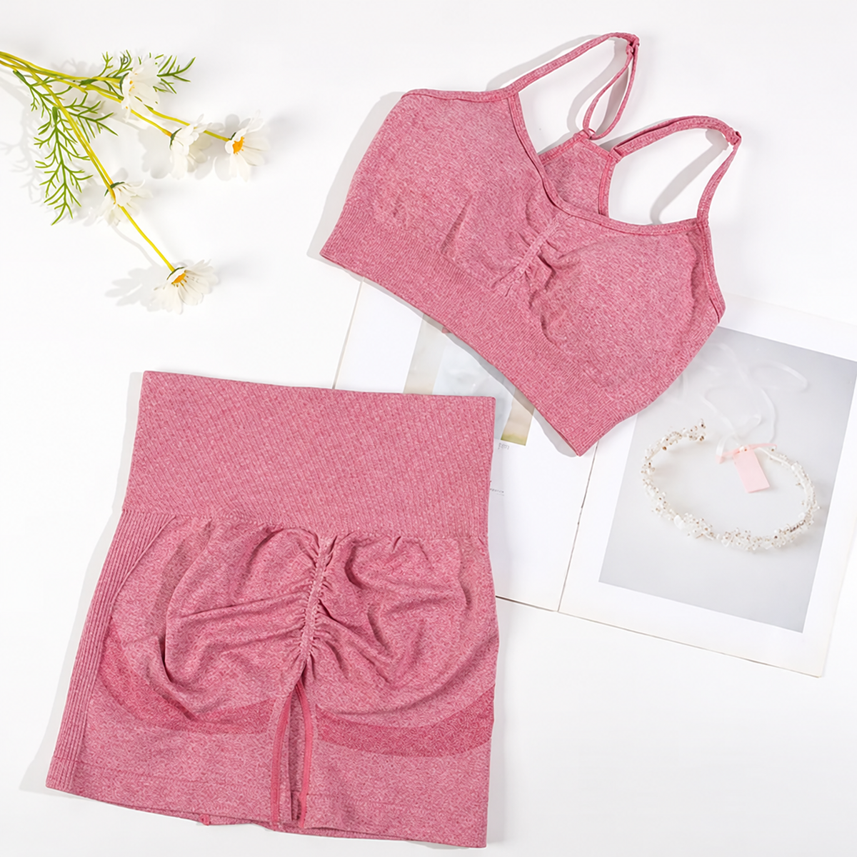 Seamless Yoga Bra and Shorts – Separate or Set Options