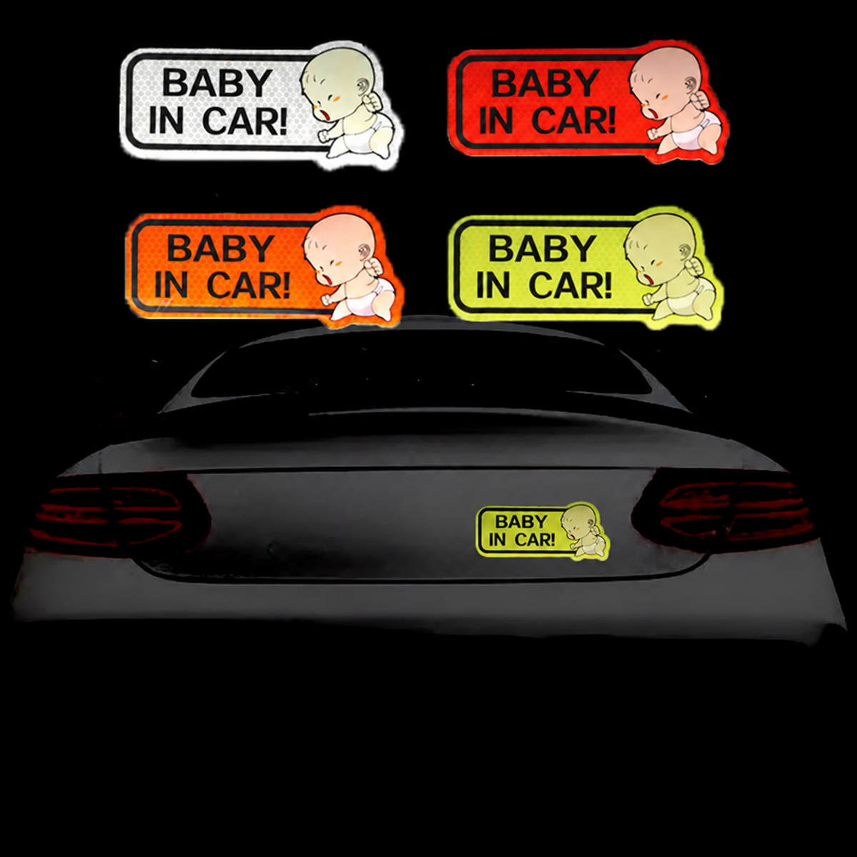 Baby in Car Reflective Decal – Color Options