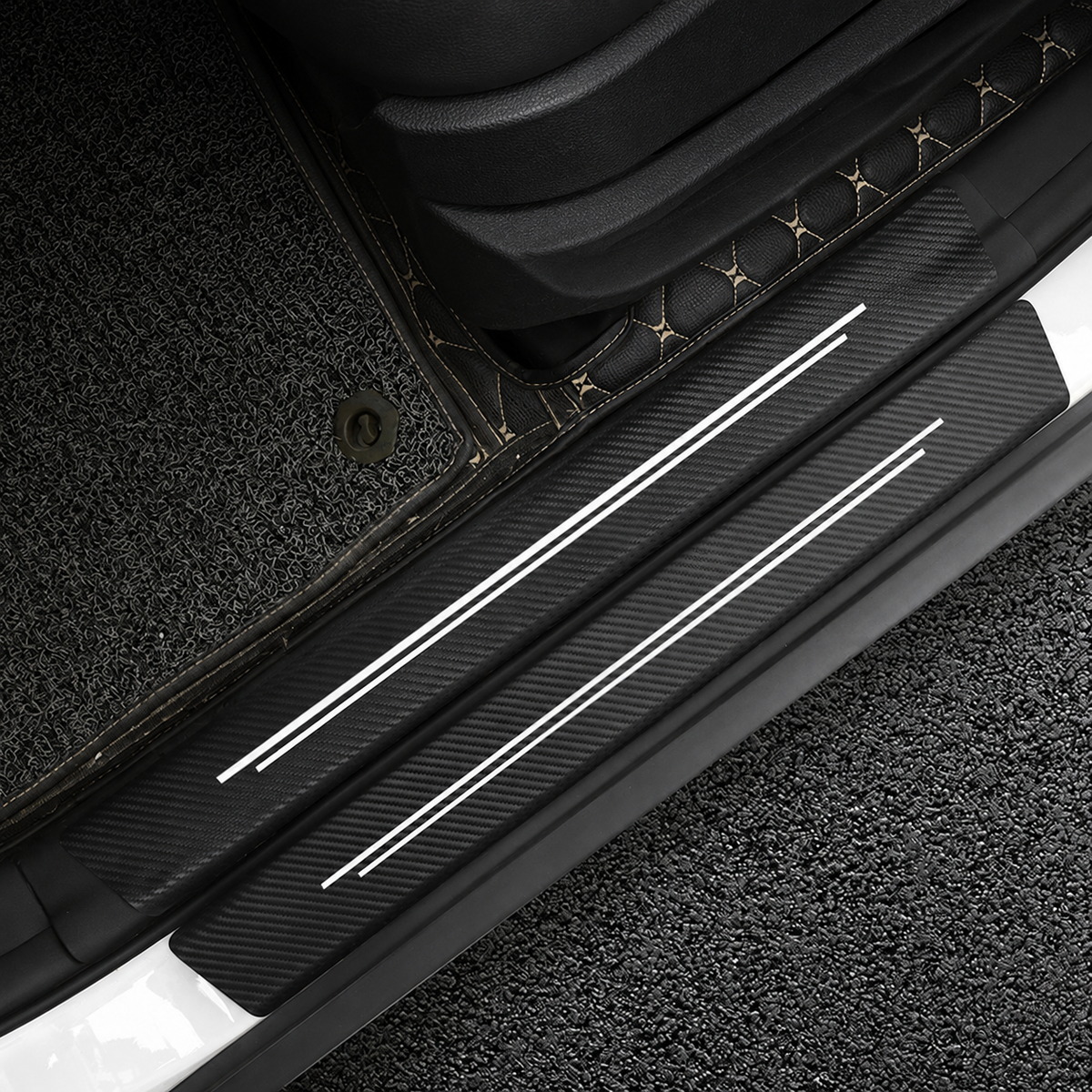 4-Piece Carbon-Pattern Door-Sill Strip Set