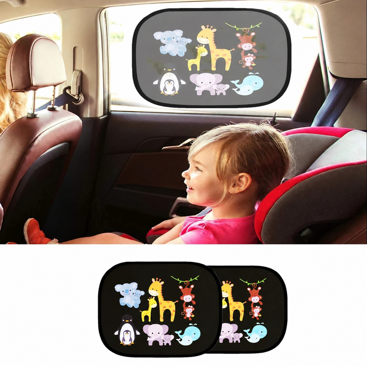 Cartoon Static-Cling Car Window Shade – Single or Pair