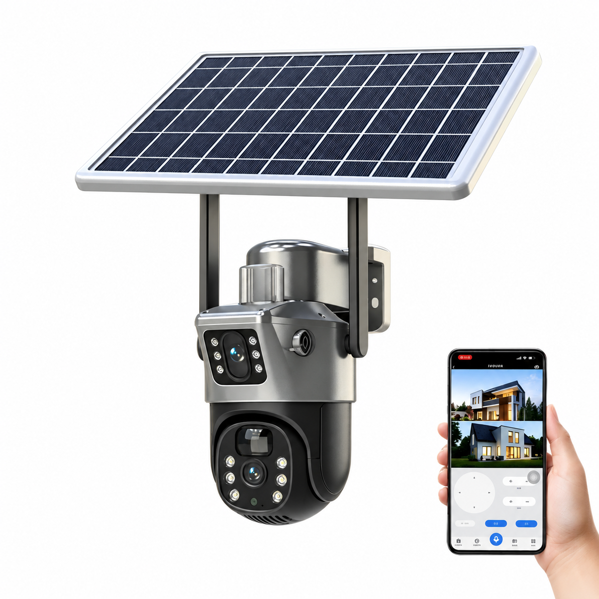 Dual-Lens Solar Security Camera – Wi-Fi and 4G Options