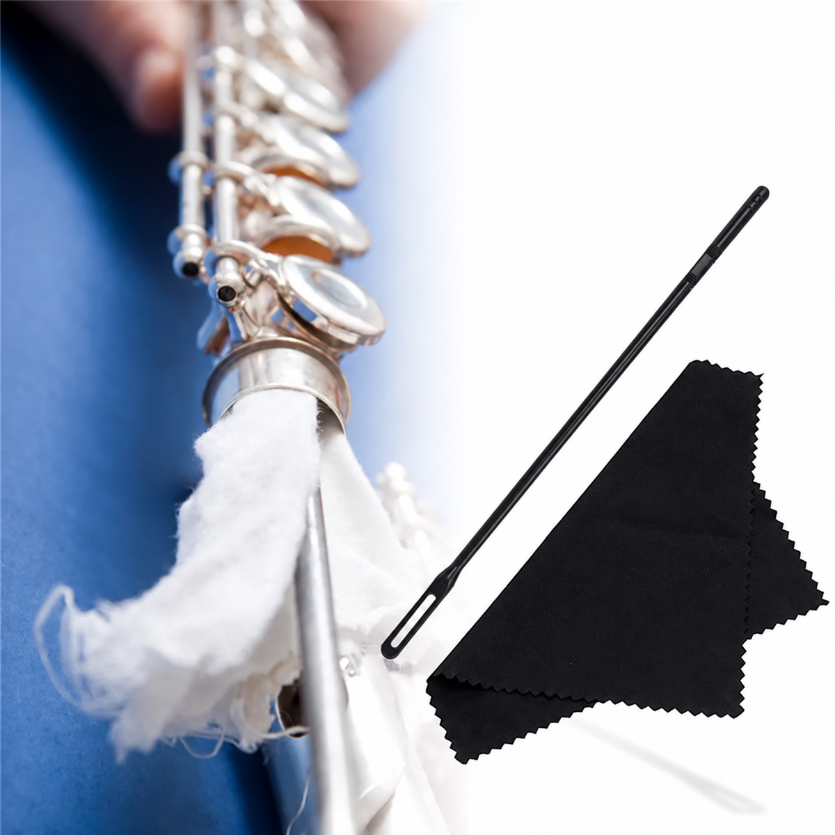Flute Cleaning Rod with 3 Cloths