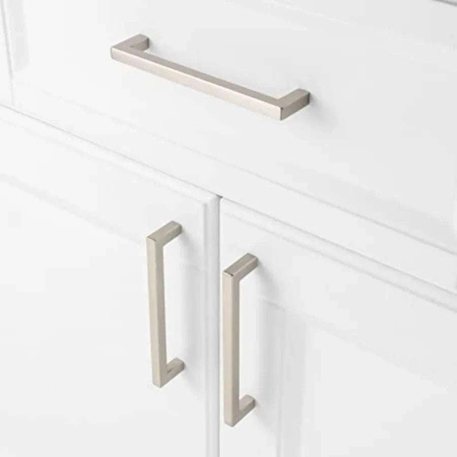 Square Bar Cabinet Handles 5 Inch (128mm) Hole Spacing, 10-Pack-United States / BrushedNickel