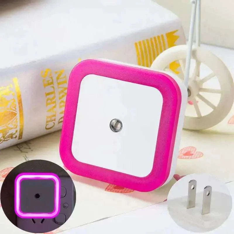 Square LED Night Light Sensor Plug for Hallways and Bedrooms-US  Plug Blue