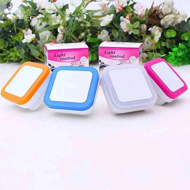 Square LED Night Light Sensor Plug for Hallways and Bedrooms-US  Plug Blue