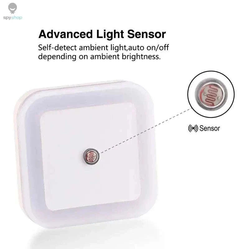 Square LED Night Light Sensor Plug for Hallways and Bedrooms-US  Plug Blue