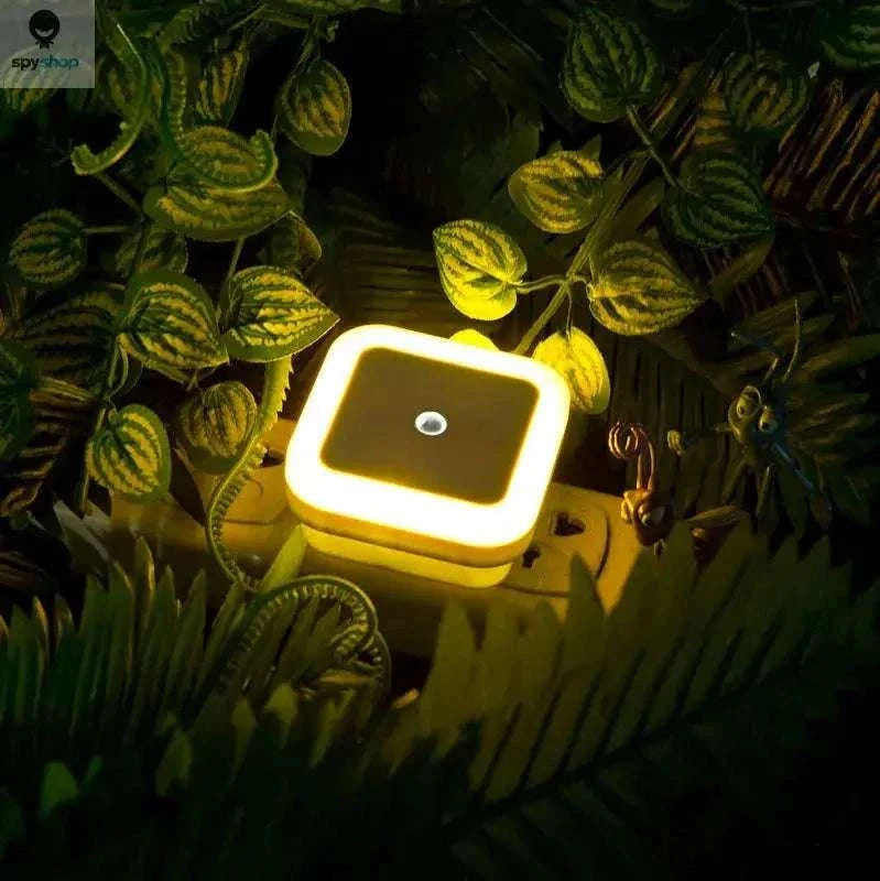 Square LED Night Light Sensor Plug for Hallways and Bedrooms-US  Plug Blue
