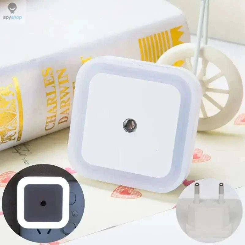 Square LED Night Light Sensor Plug for Hallways and Bedrooms-US  Plug Blue