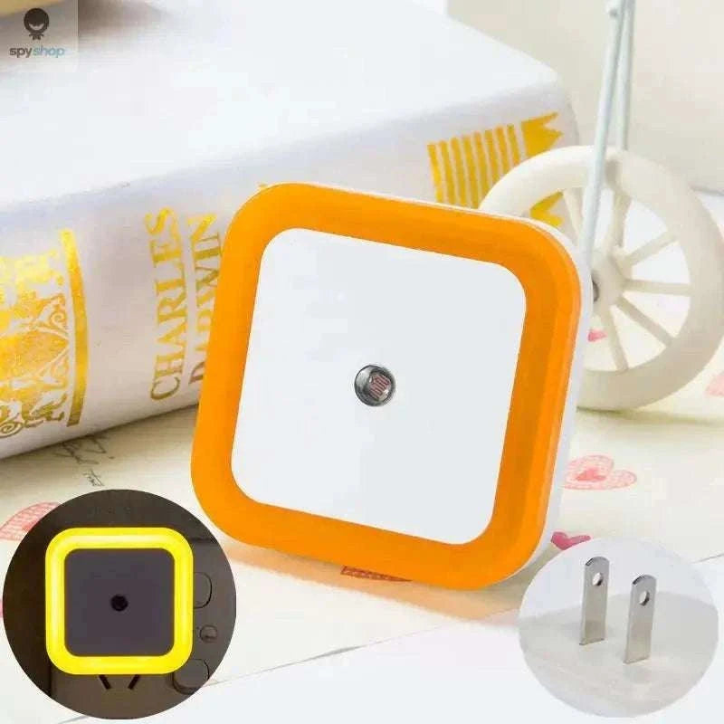 Square LED Night Light Sensor Plug for Hallways and Bedrooms-US  Plug Blue