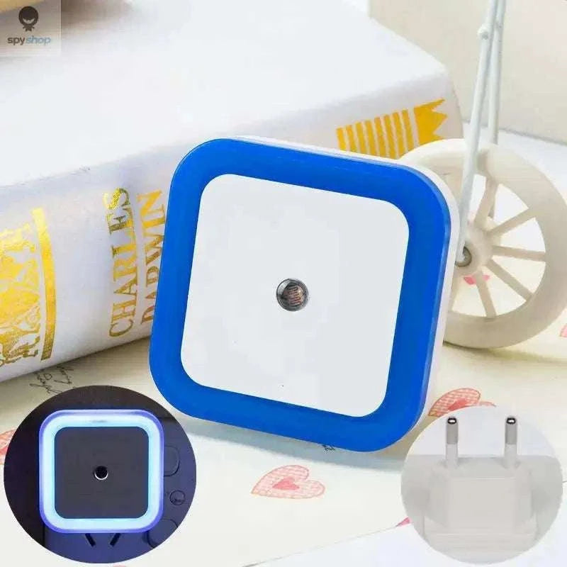 Square LED Night Light Sensor Plug for Hallways and Bedrooms-US  Plug Blue