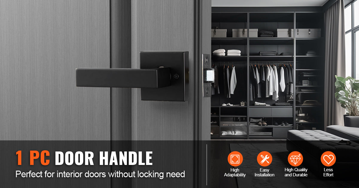 Universal Passage Door Handle – Reversible Matte Black Lever