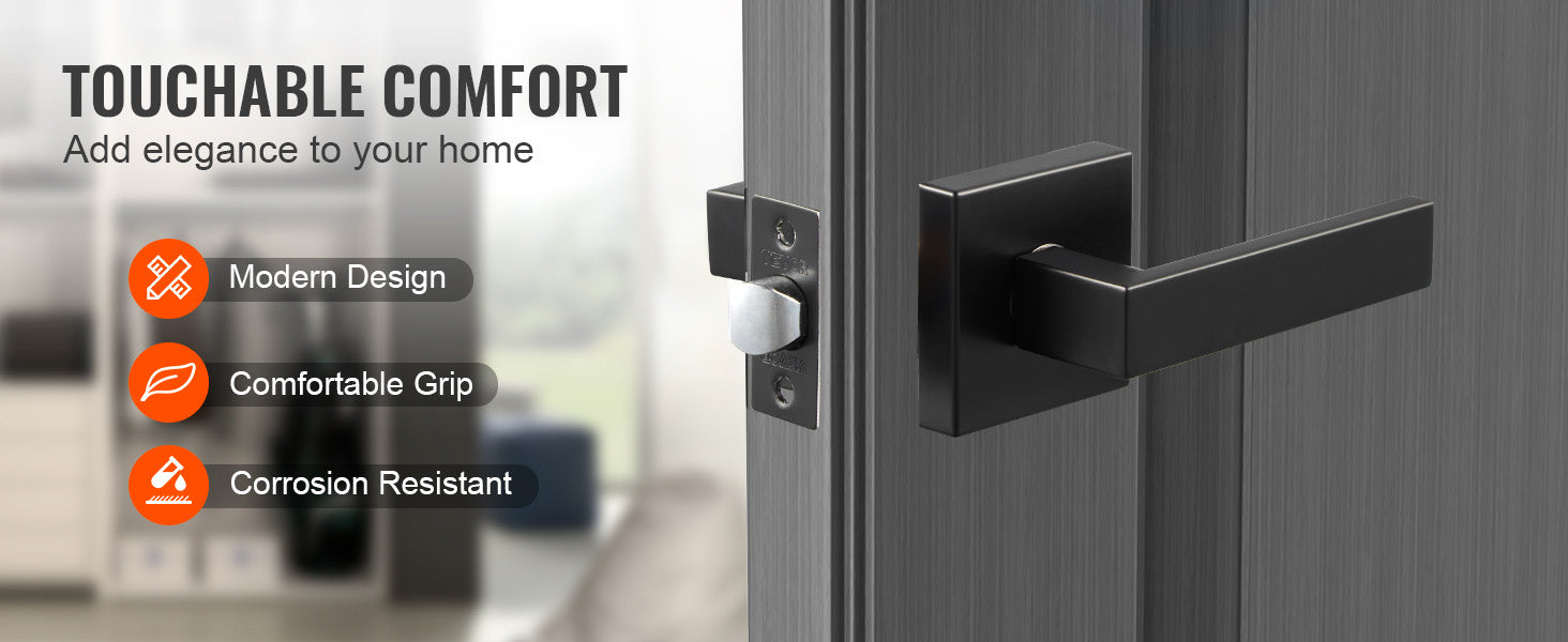 Universal Passage Door Handle – Reversible Matte Black Lever