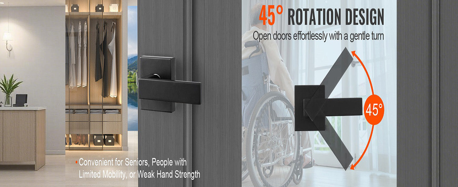 Universal Passage Door Handle – Reversible Matte Black Lever