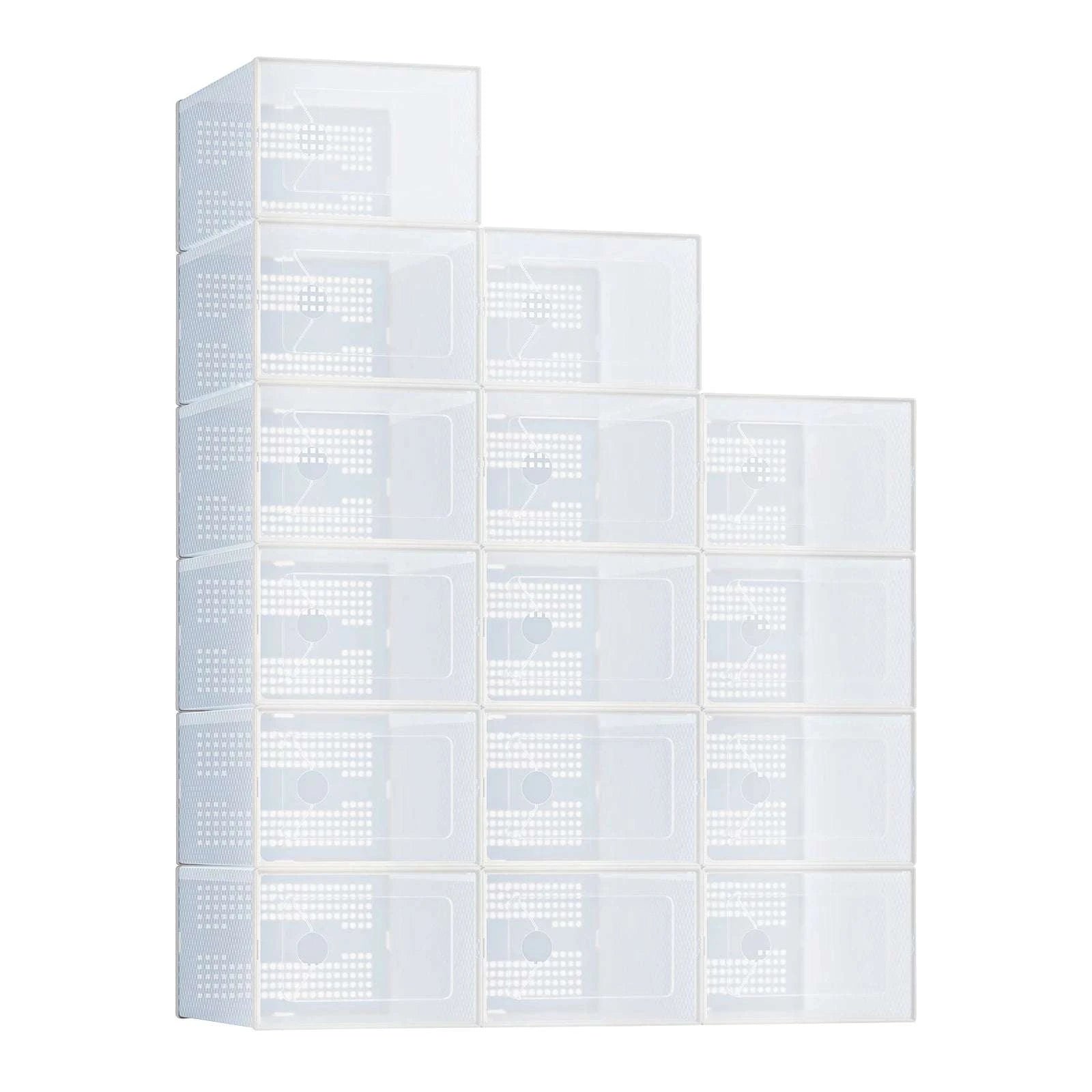 Stackable Clear Shoe Organizer Boxes with Lids (12/15 Pack)-12pc Black / United States