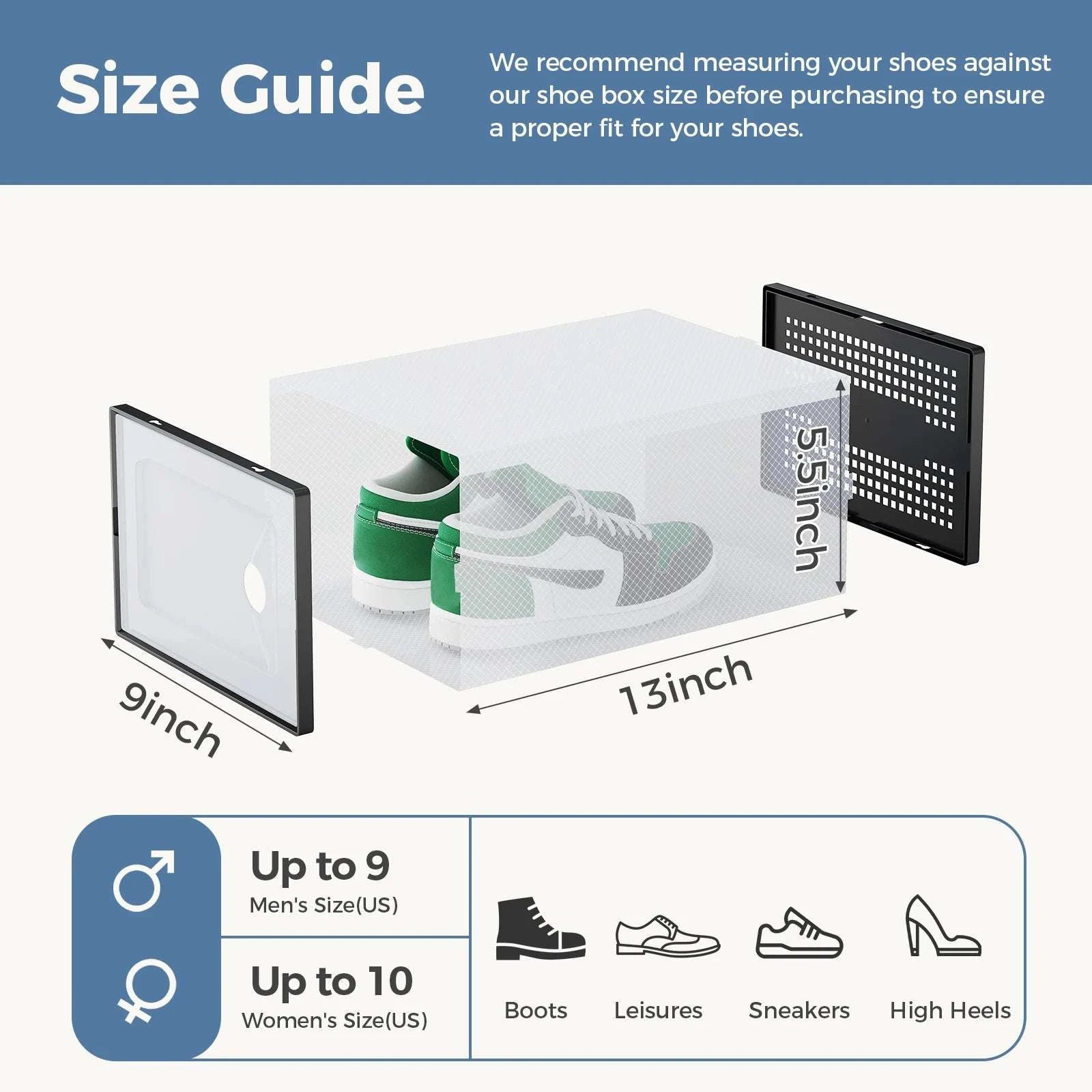 Stackable Clear Shoe Organizer Boxes with Lids (12/15 Pack)-12pc Black / United States