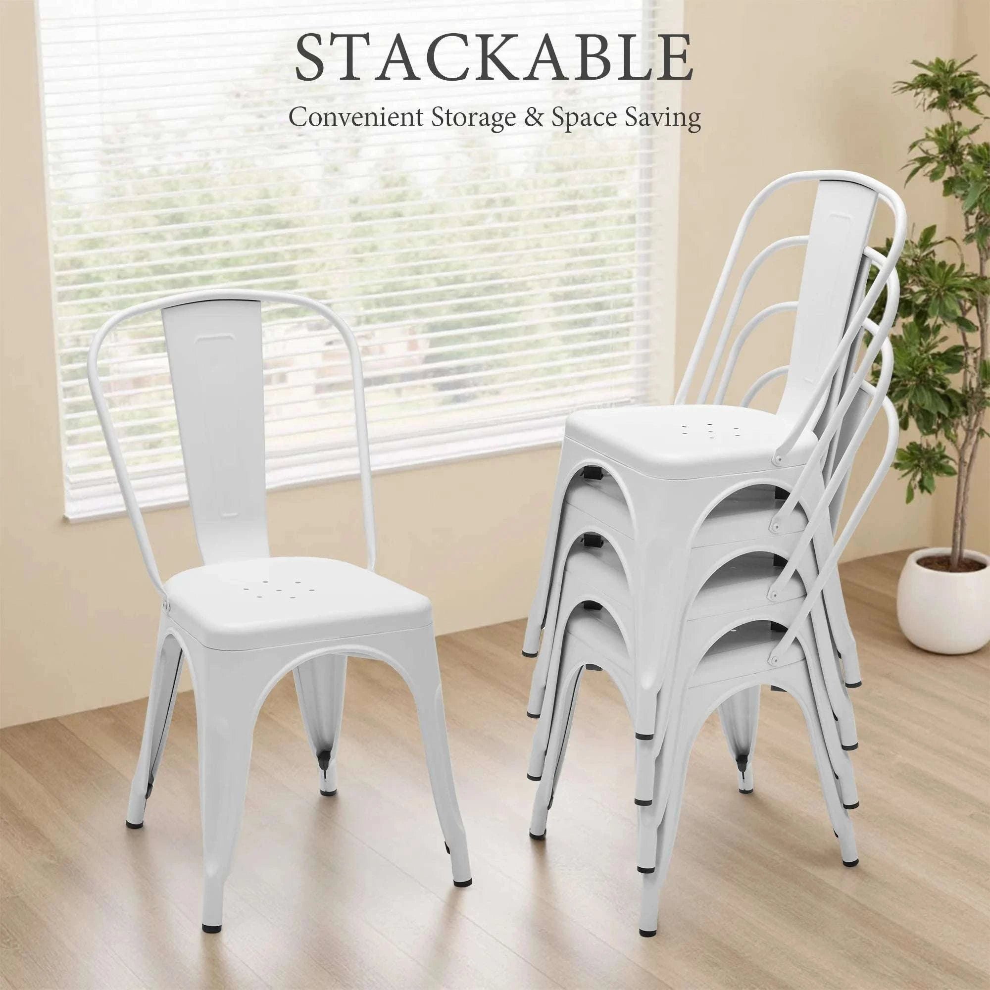 Stackable Metal Dining Chairs Set with 300lb Capacity-black / United States