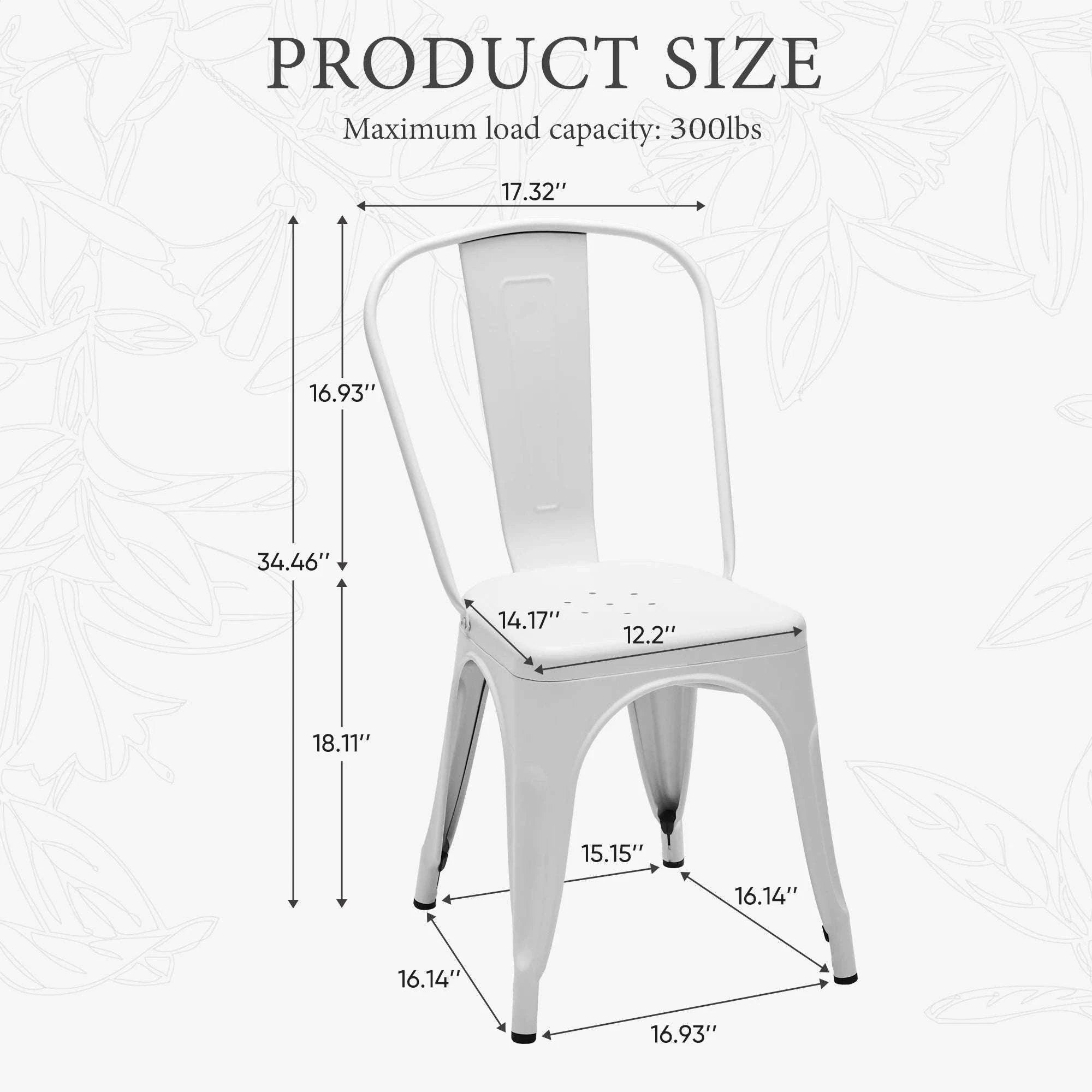 Stackable Metal Dining Chairs Set with 300lb Capacity-black / United States