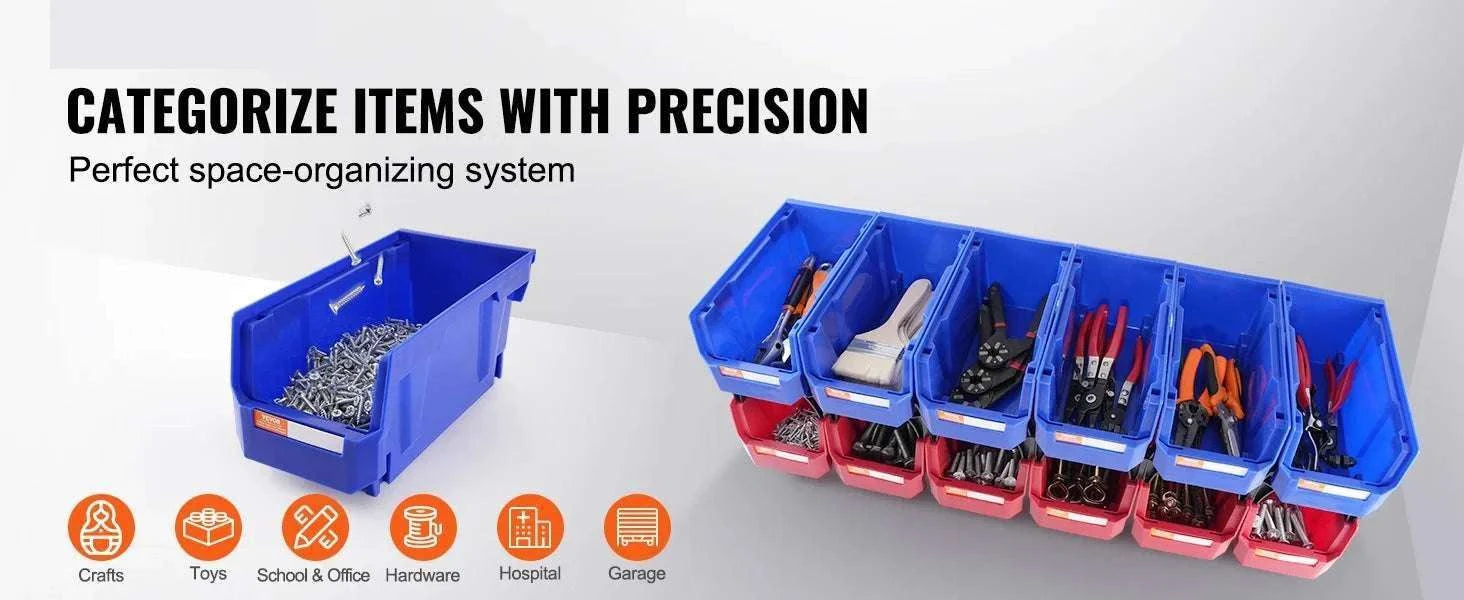 Stackable Plastic Storage Bins 12pcs 5x5x10 Organizer Set-
