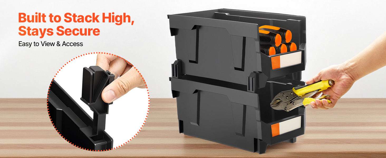 Stackable Storage Bins Set of 6 with Front Access Organizer Boxes-Transparent / france