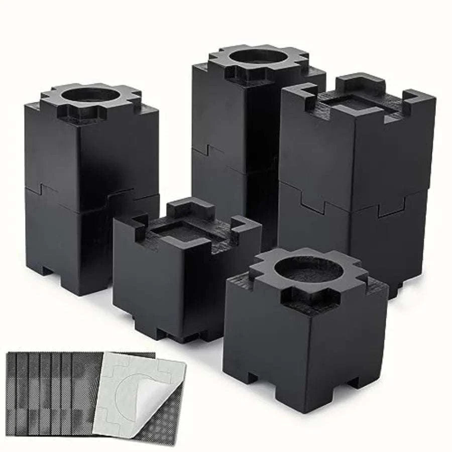 Stackable Wood Bed Risers with Non-Slip Pads – 3.5" or 7" Lift-United States / LargeBrown8pack