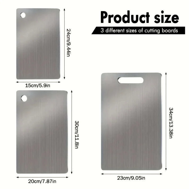Stainless Steel 3‑Piece Cutting Board Set – Non-Slip & Rustproof-3PCS