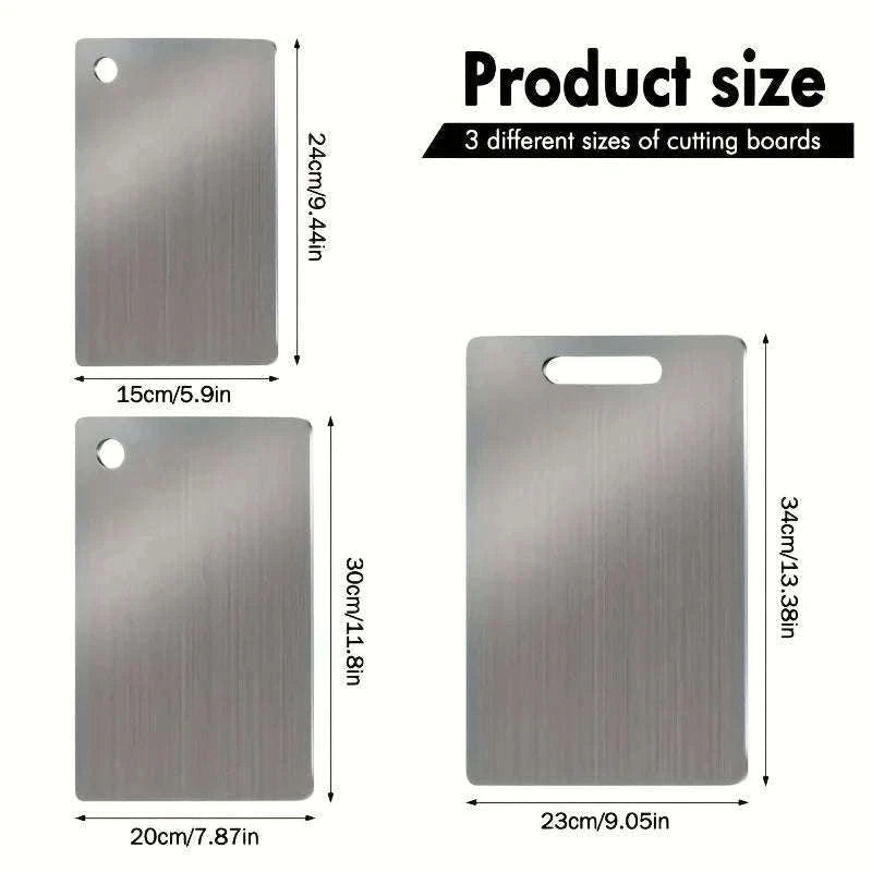 Stainless Steel 3-Piece Cutting Board Set with Non-Slip Feet-3PCS