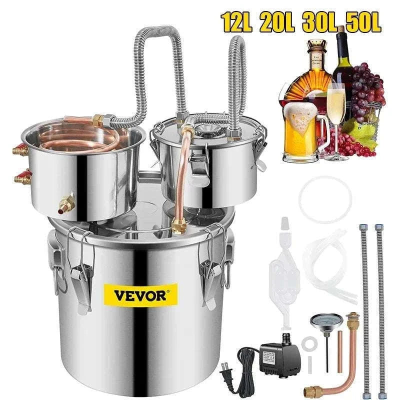 Stainless Steel Alcohol Distiller Kit 12L–50L Home Brewing Still-50L / GERMANY