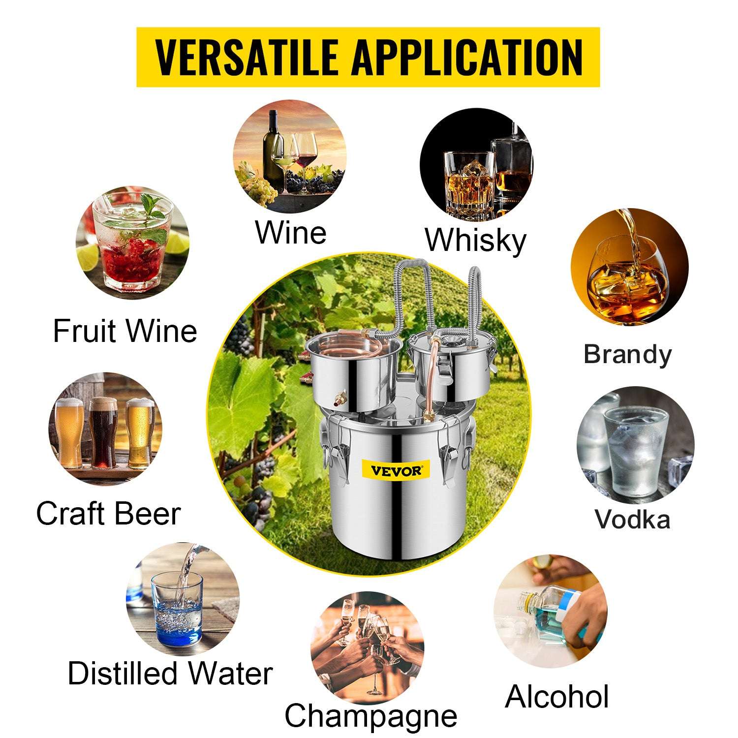 Stainless Steel Alcohol Distiller Kit 12L–50L Home Brewing Still-50L / GERMANY