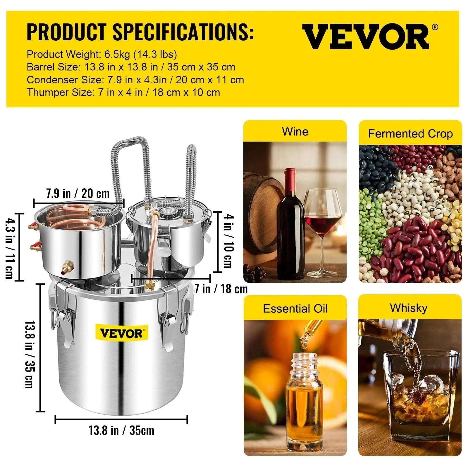 Stainless Steel Alcohol Distiller Kit 12L–50L Home Brewing Still-50L / GERMANY