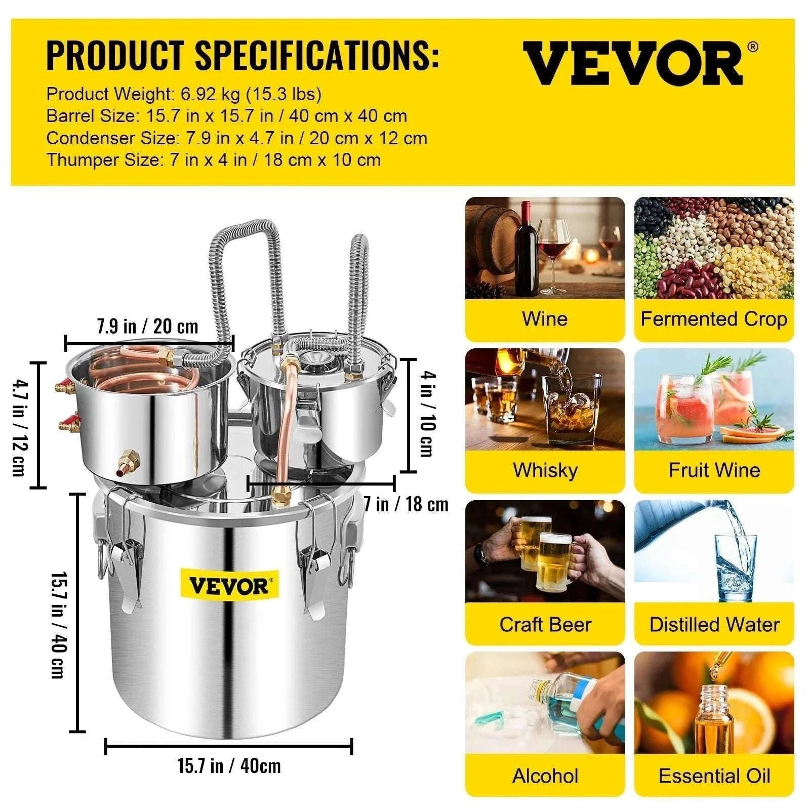 Stainless Steel Alcohol Distiller Kit 12L–50L Home Brewing Still-50L / GERMANY