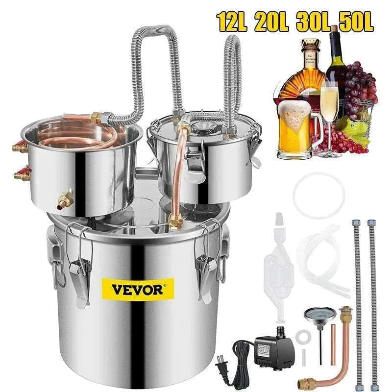 Stainless Steel Alcohol Distiller Kit 12L–50L Home Brewing Still-50L / GERMANY