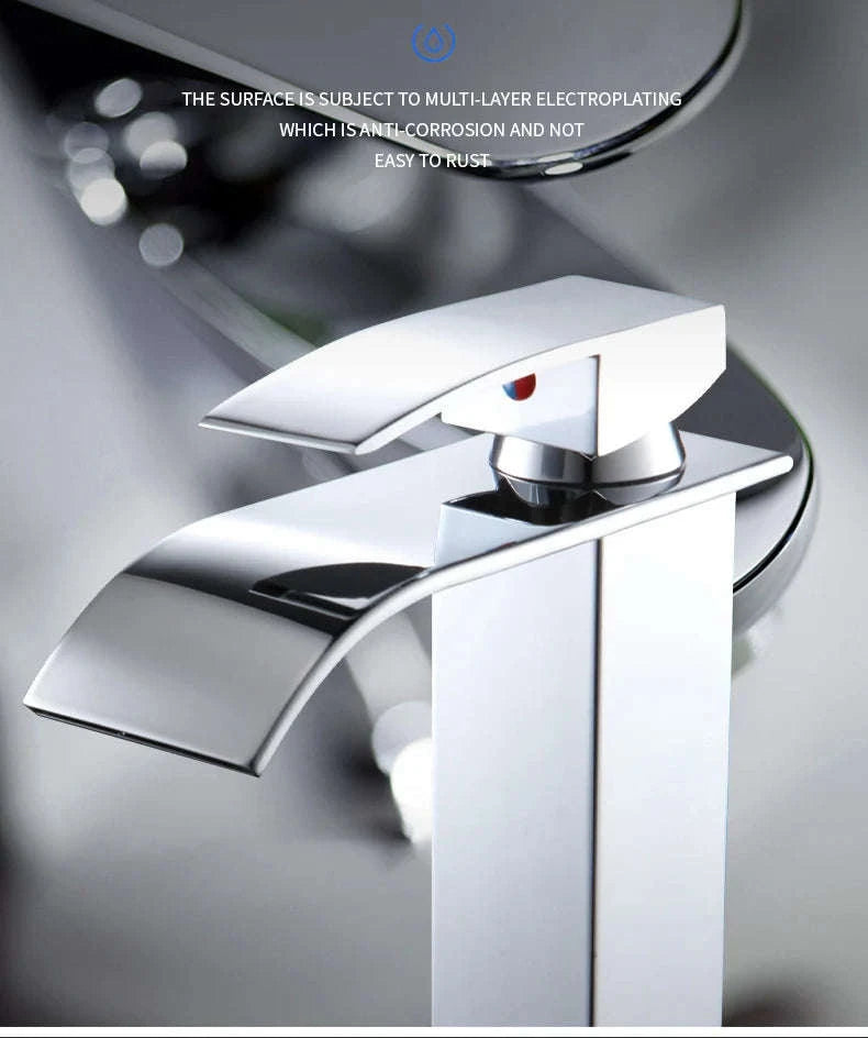 Stainless Steel Bathroom Waterfall Faucet-black long