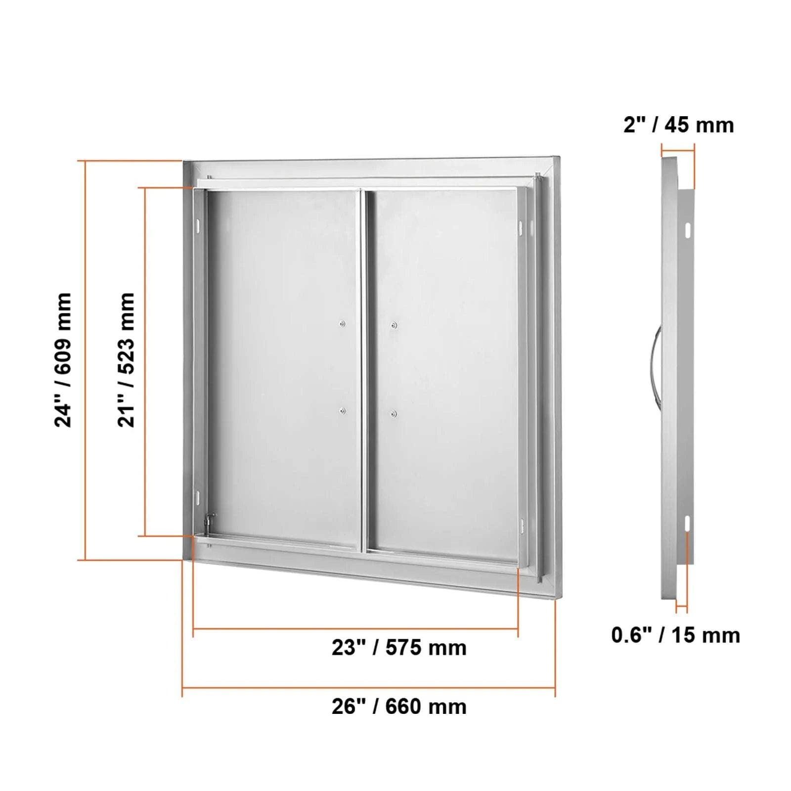 Stainless Steel BBQ Access Door Double Flush Mount Outdoor Cabinet Door-silver 31x31in / United States