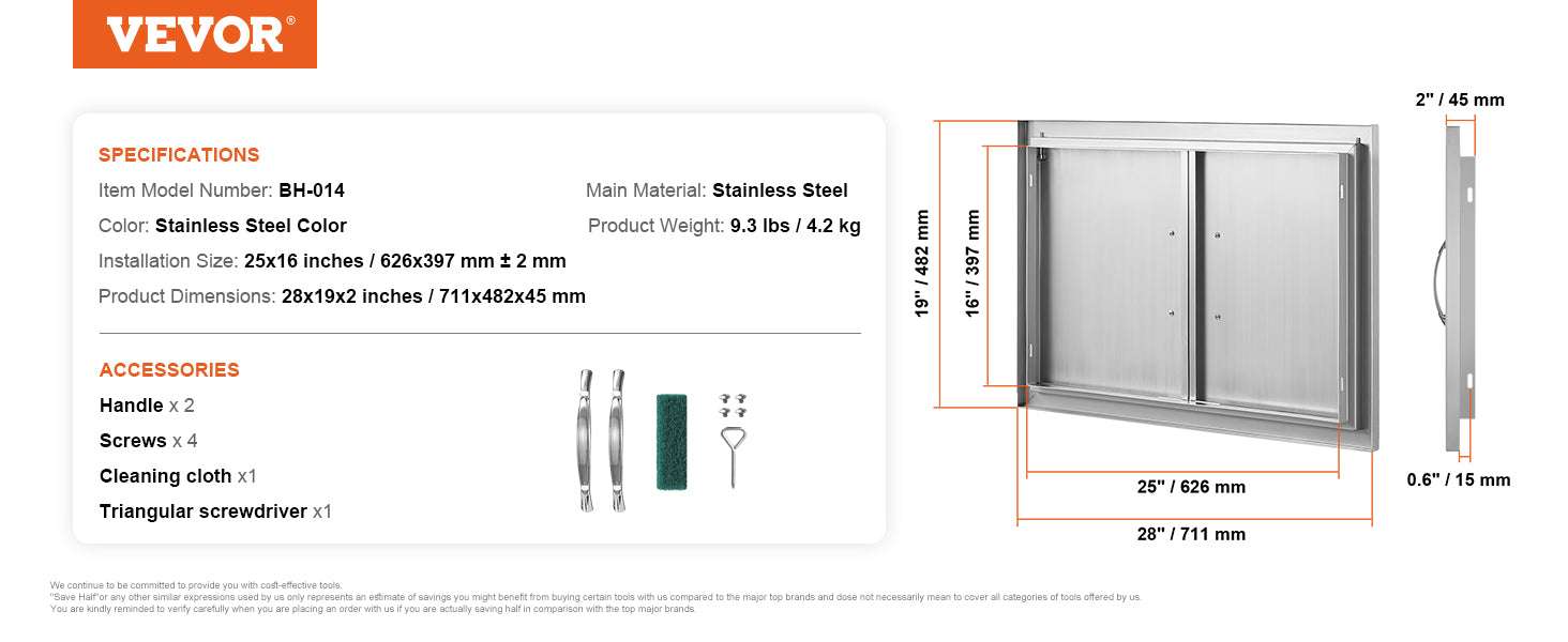Stainless Steel BBQ Access Door Double Flush Mount Outdoor Cabinet Door-silver 31x31in / United States