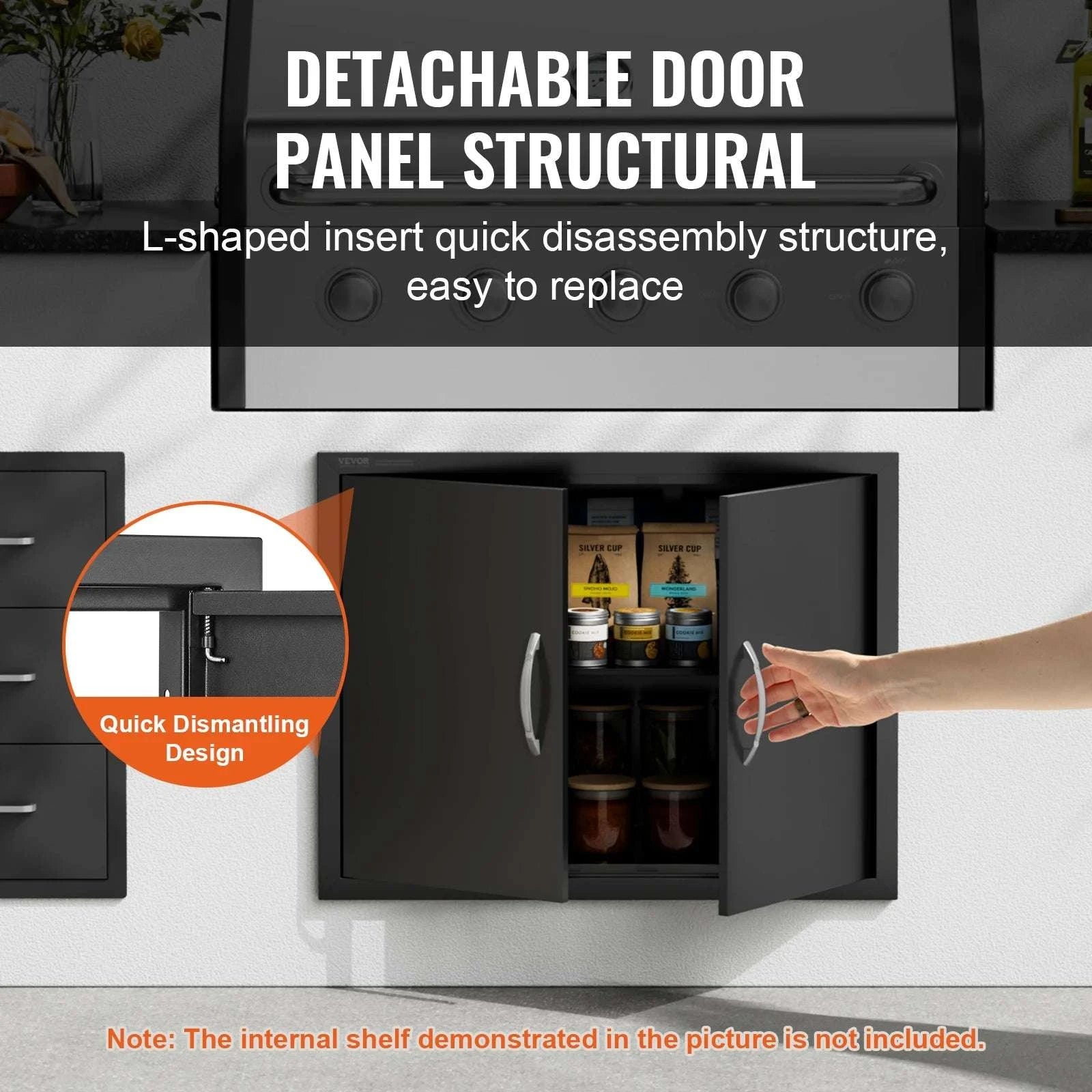 Stainless Steel BBQ Access Door Double Flush Mount Outdoor Cabinet Door-silver 31x31in / United States