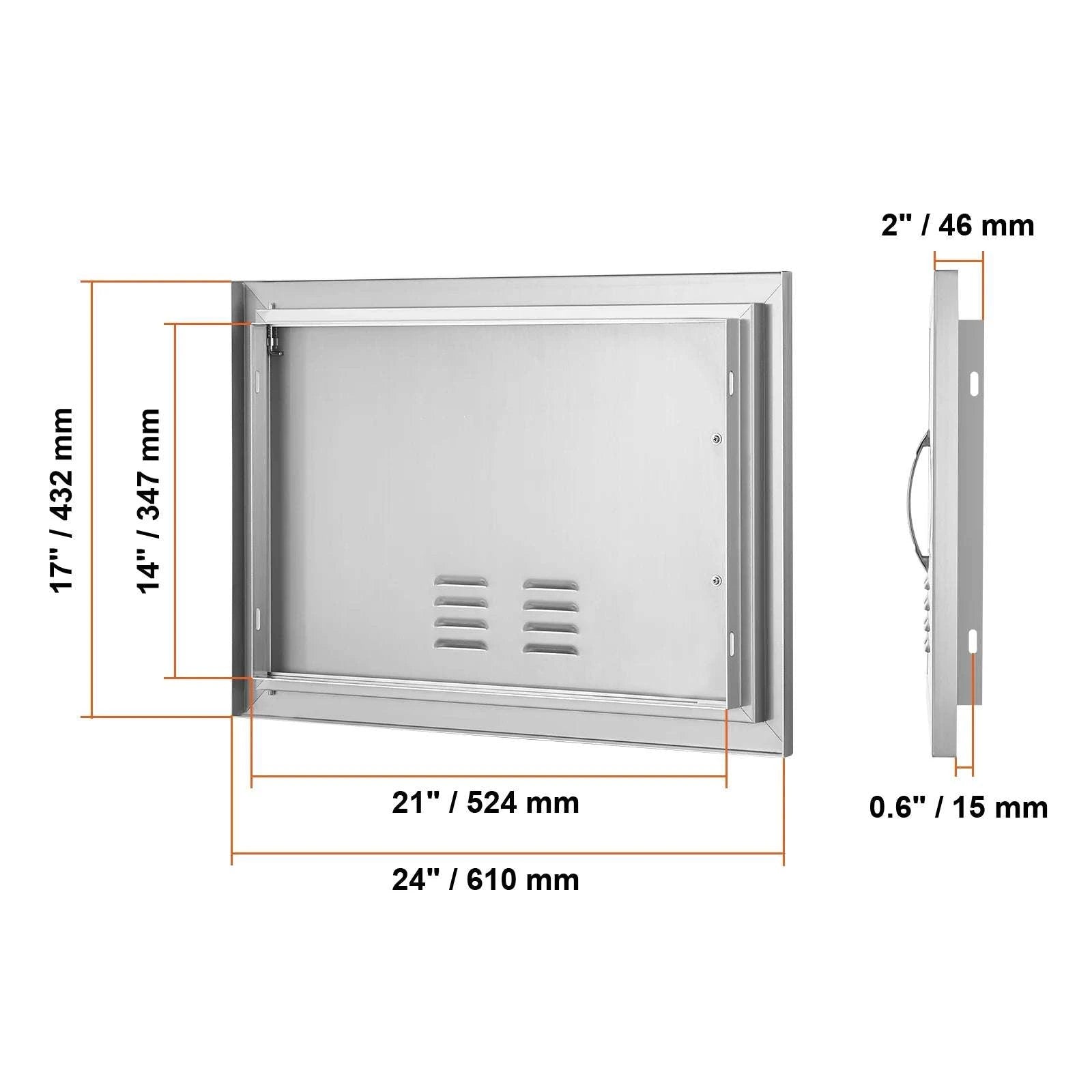 Stainless Steel BBQ Access Door Flush Mount with Reversible Design-14x20in / United States
