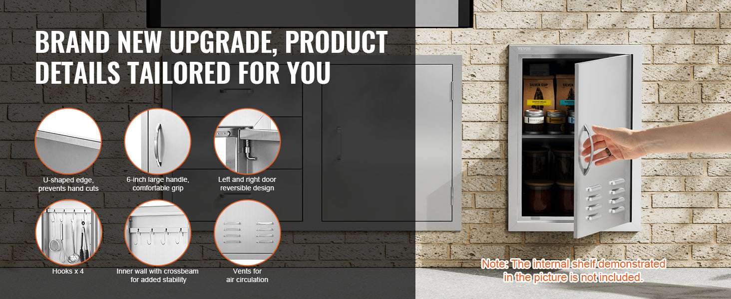 Stainless Steel BBQ Access Door Flush Mount with Reversible Design-14x20in / United States