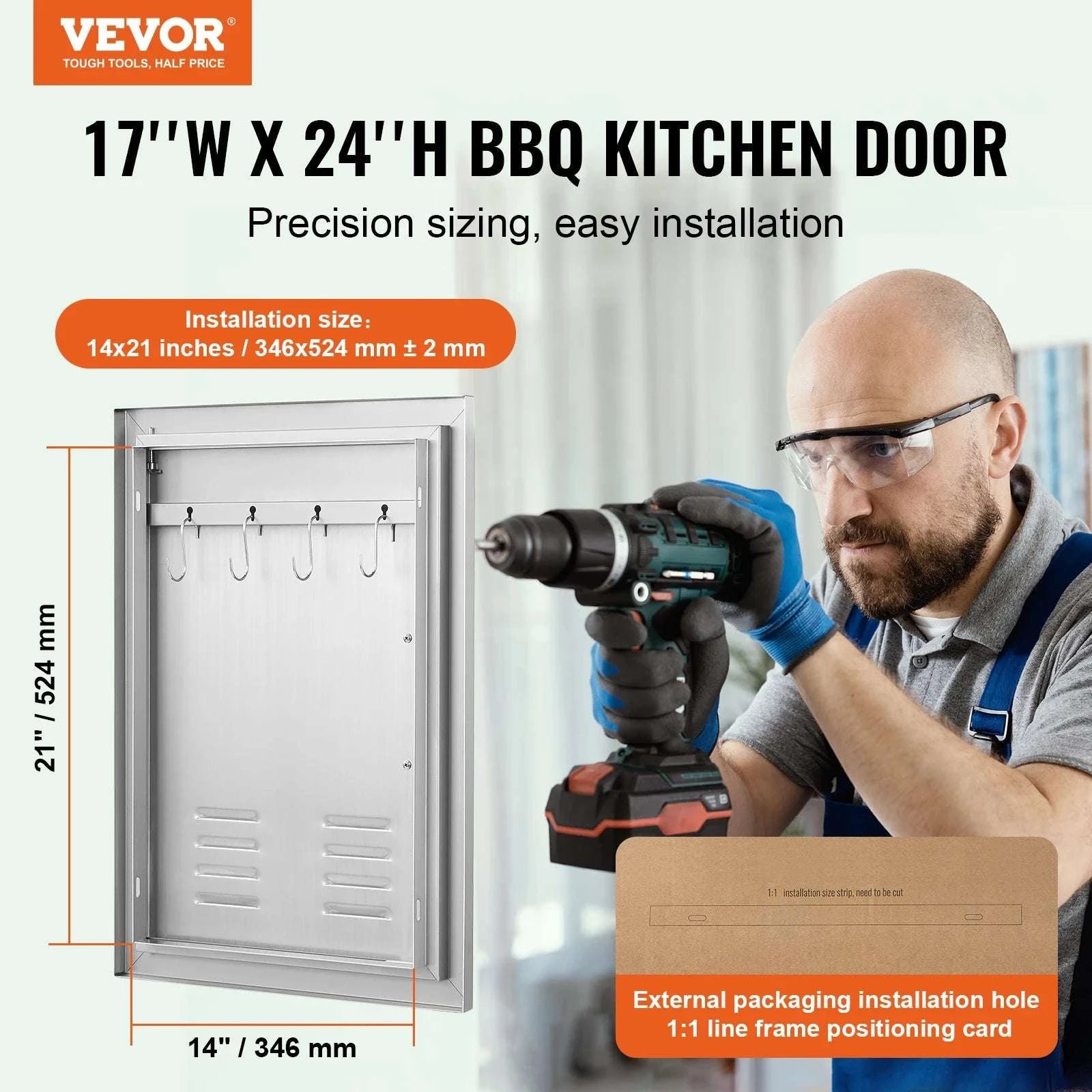 Stainless Steel BBQ Access Door Flush Mount with Reversible Design-14x20in / United States