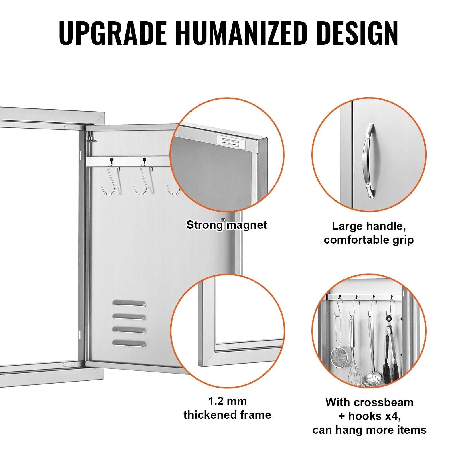 Stainless Steel BBQ Access Door Flush Mount with Reversible Design-14x20in / United States