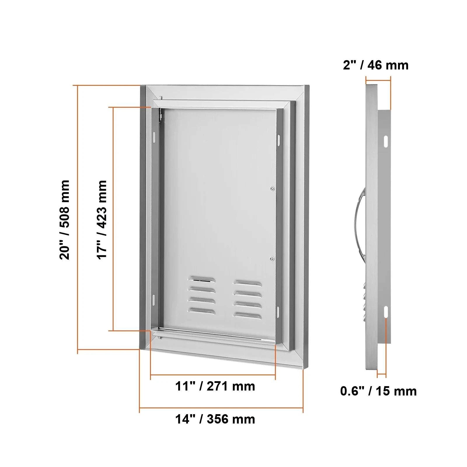Stainless Steel BBQ Access Door Flush Mount with Reversible Design-14x20in / United States