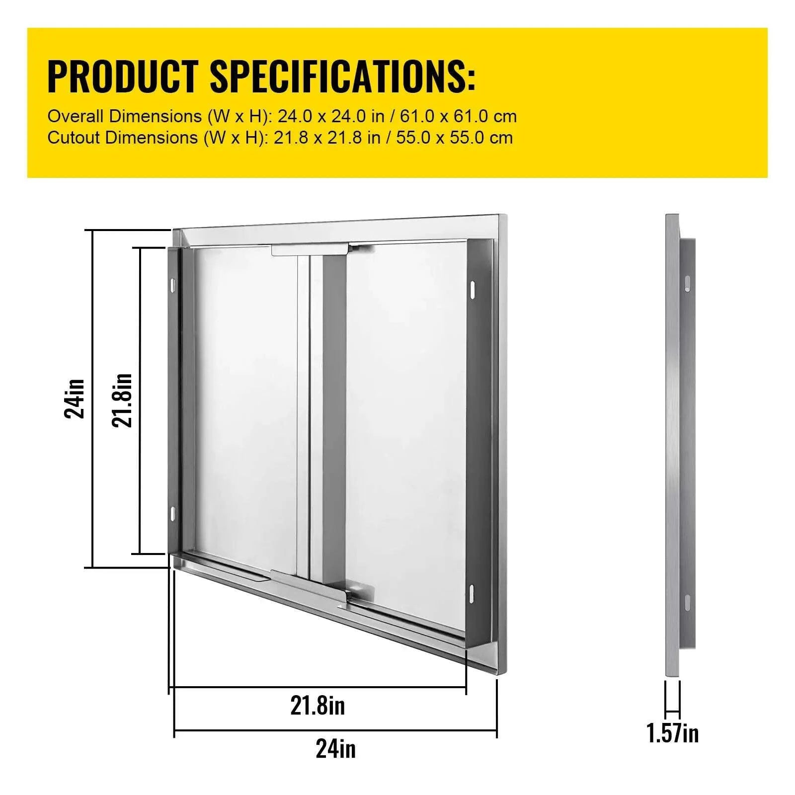 Stainless Steel BBQ Access Door with Recessed Handle-2-Door 31x24 inch / United States