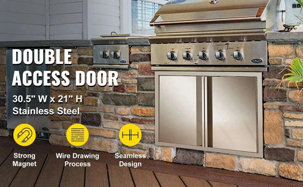 Stainless Steel BBQ Access Door with Recessed Handle-2-Door 31x24 inch / United States