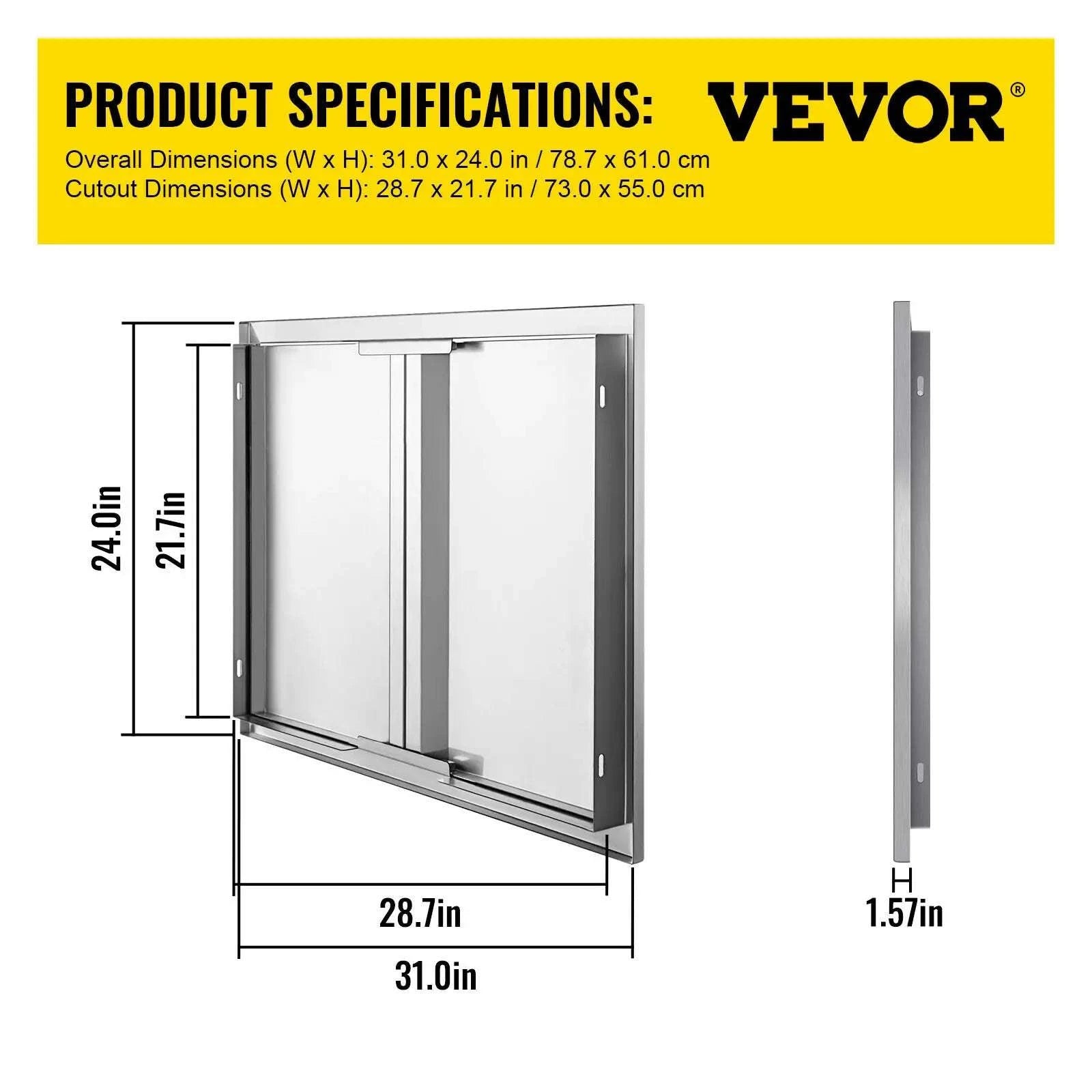 Stainless Steel BBQ Access Door with Recessed Handle-2-Door 31x24 inch / United States